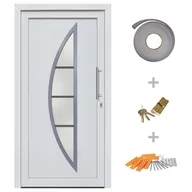Drzwi zewnętrzne - shumee Drzwi wejściowe zewnętrzne białe 98 x 190 cm - miniaturka - grafika 1
