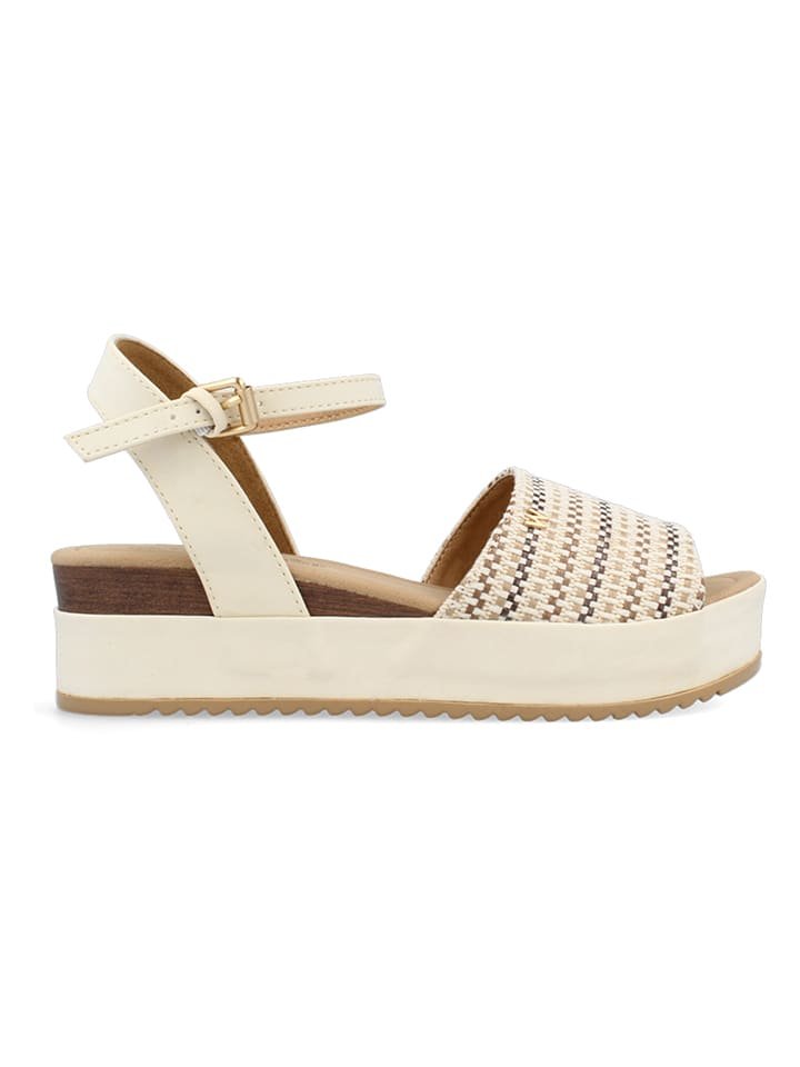 Wrangler Sandały w kolorze kremowym na koturnie