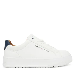 Sneakersy Tommy Hilfiger Low Cut Lace Up Sneaker T3X9-34091-1355 D Biały - Buty dla chłopców - miniaturka - grafika 1