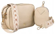 Torebki damskie - Mała listonoszka damska miejska torebka crossbody z portmonetką skóra ekologiczna Rovicky, beżowy - miniaturka - grafika 1