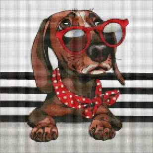 Diamentowa mozaika - Stylowy jamnik 40x40cm - Ideyka - Malowanie po numerach Diamentowa mozaika - Stylowy jamnik 40x40cm - Ideyka - Malowanie po numerach - miniaturka - grafika 1