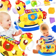 Zabawki interaktywne dla dzieci - KONIK INTERAKTYWNY SORTER KLOCKI CYMBAŁKI ŚWIATŁO DŹWIĘK MELODIE KSZTAŁTY - miniaturka - grafika 1