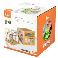 Zabawki interaktywne dla dzieci - Viga Toys Activity Box Drewniane Edukacyjne Centrum Gier 5w1 kostka - miniaturka - grafika 1