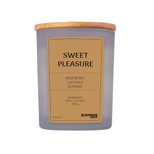 Świeca sojowa DONAU HOME, w szarym szkle, drewniana pokrywa i knot, Sweet Pleasure, 200g - Świece - miniaturka - grafika 1