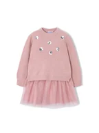 Sukienki i spódniczki dla dziewczynek - Mayoral Sukienka dzianinowa 4918 Różowy Regular Fit - miniaturka - grafika 1