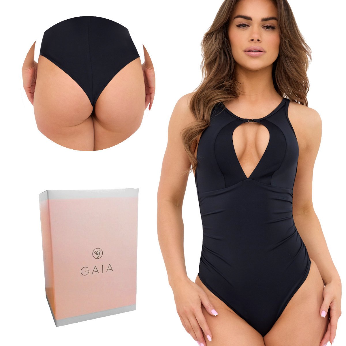 Strój kąpielowy jednoczęściowy brazyliany Ginny 044 czarny S