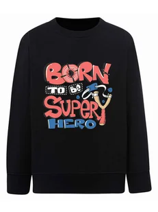 Chłopięca bluza z nadrukiem Born to be superhero czarna Tup Tup - Bluzy dla chłopców - miniaturka - grafika 1