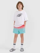 Kąpielówki dla chłopców - 4F Spodenki plażowe boardshorty chłopięce - turkusowe 122/128 (6-8 lat) - miniaturka - grafika 1