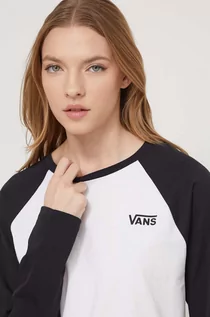 Bluzki damskie - Vans longsleeve bawełniany kolor biały - grafika 1