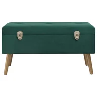 Ławki do przedpokoju - VidaXL Lumarko Ławka ze schowkiem, 80 cm, zielona, aksamitna 329929 VidaXL - miniaturka - grafika 1