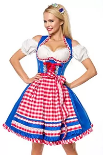 Sukienki - Dirndl zestaw do stroju ludowego, sukienka ludowa, wzór w kratk?, zielony, czerwony, XS-3XL, Niebieski/czerwony/bia?y, XL - grafika 1