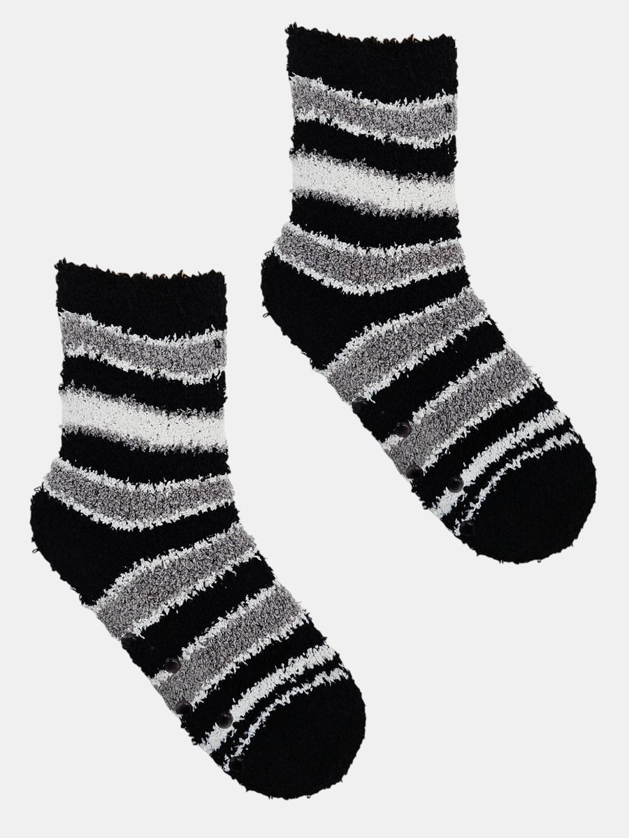 Skarpety boucle z ABS w paski 27-30 czarny 27-30