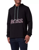 Bluzy męskie - BOSS Męska bluza z kapturem, czarny (Black1), XXL - miniaturka - grafika 1