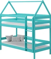 Łóżka dla dzieci i młodzieży - Elior Drewniane łóżko dziecięce 2-osobowe domek, turkus - Zuzu 3X 190x90 cm - miniaturka - grafika 1