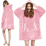 Bluzy damskie - BLUZA KOC OVERSIZE CIEPŁA GRUBA 2W1 XXL KOCOBLUZA FUTRZAK SZLAFROK DUŻA - miniaturka - grafika 1