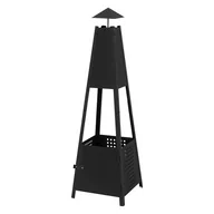 Kominki elektryczne - Kominek ogrodowy piramida z kominem 29x100x30 cm Czarny Żelazo - miniaturka - grafika 1