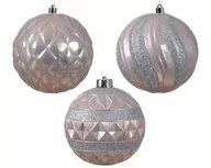 Bombki - Bombka okrągła na choinkę róż połysk/brokat 12cm - miniaturka - grafika 1