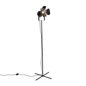 Lampy stojące - QAZQA Przemysłowa lampa stojąca czarna uchylna - Film - miniaturka - grafika 1