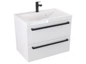 Szafki łazienkowe - Szafka Wisząca Z Umywalką ATH 60 cm - Biały Mat - Uchwyty Czarne Matowe - miniaturka - grafika 1