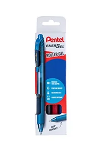 Pentel Energel BL107, żelowy długopis kulkowy, wysuwany, średnia końcówka, 0,7 mm, czarny, niebieski i czerwony, 4 sztuki - Długopisy - miniaturka - grafika 1