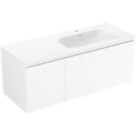 Szafki łazienkowe - Mexen Rivel szafka łazienkowa 120 cm z umywalką Vela prawą, 1S, 1D, ryflowana, biała mat - 91A23-12047-3-BBFF01-W23P01 - miniaturka - grafika 1