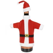 Ozdoby bożonarodzeniowe - Pokrowiec świąteczny na butelkę Mikołaj wina alkoholu ubranko wino prezent święta kod: O-839004 - miniaturka - grafika 1