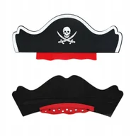 Dodatki do strojów karnawałowych - Czapka Pirata Piracka Opaska Z Gumką Czaszka Czarna Karnawał Halloween - miniaturka - grafika 1