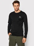Bluzy męskie - Alpha Industries Longsleeve Back Print Heavy 116571 Czarny Regular Fit - miniaturka - grafika 1