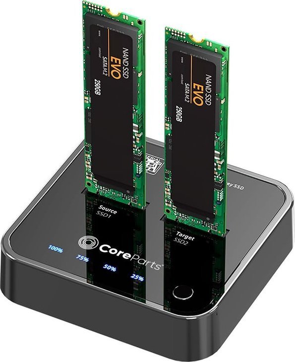 HUB USB CoreParts CoreParts MS-CLONER-SATA stacja dokująca do dysków twardych USB 3.2 Gen 2 3.1 Gen 2 Type-C Czarny