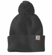 Czapki damskie - Czapka zimowa z pomponem Carhartt Knit Pom-Pom Cuffed Beanie czarny - miniaturka - grafika 1