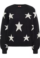 Swetry damskie - myMo ROCKS Damski sweter z dzianiny ucy, czarny wełniany biały, XL/XXL, czarny wełniany biały, XL-XXL - miniaturka - grafika 1