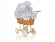 Pościel dla dzieci - Wiklinowy wózek dla lalek wysoki z pościelką i wyś - miniaturka - grafika 1