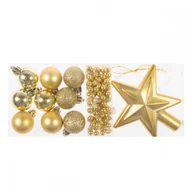Ozdoby bożonarodzeniowe - Arpex Bombki + gwiazda + łańcuch 11 el. złoty - miniaturka - grafika 1
