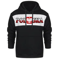 Bluzy męskie - BLUZA MESKA Z KAPTUREM KANGURKA Z NADRUKIEM POLSKA GODŁO DLA KIBICA L - miniaturka - grafika 1