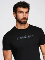 Koszulki męskie - Męski t-shirt z haftem na klatce piersiowej czarny V1 OM-TSPT-0248 M - miniaturka - grafika 1