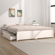 Łóżka - Lumarko Rama łóżka z szufladami, biała, 150x200 cm, King Size - miniaturka - grafika 1