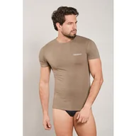 Piżamy męskie - Koszulka męska bawełniana z krótkim rękawem khaki K1304 Kappa - miniaturka - grafika 1