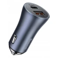 Ładowarki do telefonów - Baseus TZCCJD-B0G Golden Contactor Pro USB + USB-C QC4.0 PD SCP 40W szary + kabel USB-C do iP 1m czarny TZCCJD-B0G - miniaturka - grafika 1