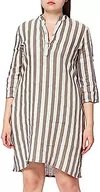 Sukienki - Bonateks, Sukienka koszulowa w paski z czystego lnu, 100% len, rozmiar DE:42 rozmiar US: XL, taupe/biały - wyprodukowano we Włoszech, brązowy, 42 - miniaturka - grafika 1