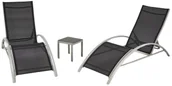 Meble ogrodowe - Zestaw Halmar Embolo 2 leżaki + stolik Czarny - miniaturka - grafika 1