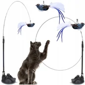 Zabawki dla kotów - ZABAWKA DLA KOTA KOTÓW WĘDKA INTERAKTYWANA Z PRZYSSAWAKĄ RUCHOMA PTASZEK - miniaturka - grafika 1