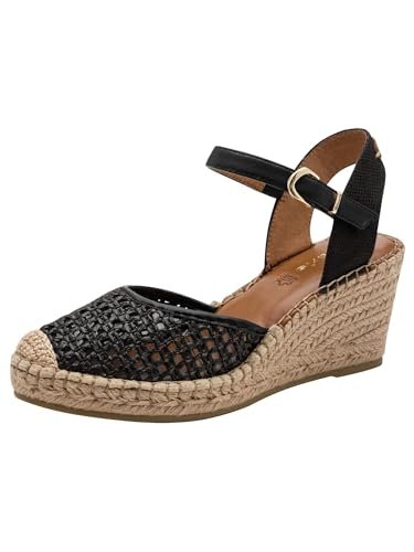 Tamaris Damskie sandały damskie 1-29610-42 Espadryle Wedge Sandal, czarne, 3,5 UK