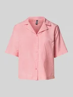 Bluzki damskie - Bluzka koszulowa o kroju regular fit z mieszanki bawełny i lnu model ‘PIA’ - miniaturka - grafika 1