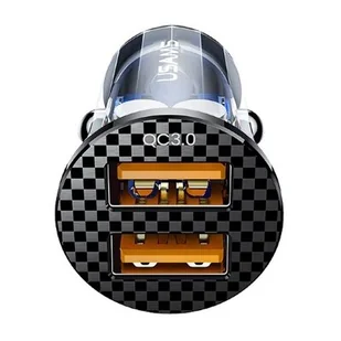 USAMS Ład. sam. 2xUSB C23 36W Fast Charge transparent blue CC122CC02 (US-CC122) - Ładowarki samochodowe - miniaturka - grafika 1