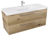 Szafki łazienkowe - Szafka Wisząca Z Umywalką ATHD 100 cm - Dąb Evoke Coast Mat - Uchwyty Stal Szczotkowana - miniaturka - grafika 1