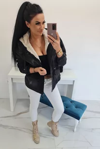 KATANA KURTKA JEANSOWA NA MISIU OCIEPLANA MARINA JEANS  BLACK - ETNEE - Kurtki damskie - miniaturka - grafika 1