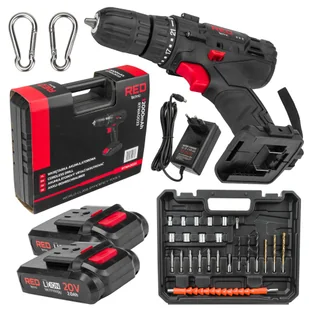 Red Technic Akumulatorowa wkrętarko-wiertarka LCD 2x Akumulator 20V czerwony Technic RTWA0033 - Wkrętarki Red Technic Akumulatorowa wkrętarko-wiertarka LCD 2x Akumulator 20V czerwony Technic RTWA0033 - Wkrętarki - miniaturka - grafika 1