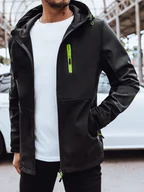 Kurtki męskie - Softshellowa kurtka męska z kapturem czarna Dstreet TX4464-XXL - miniaturka - grafika 1