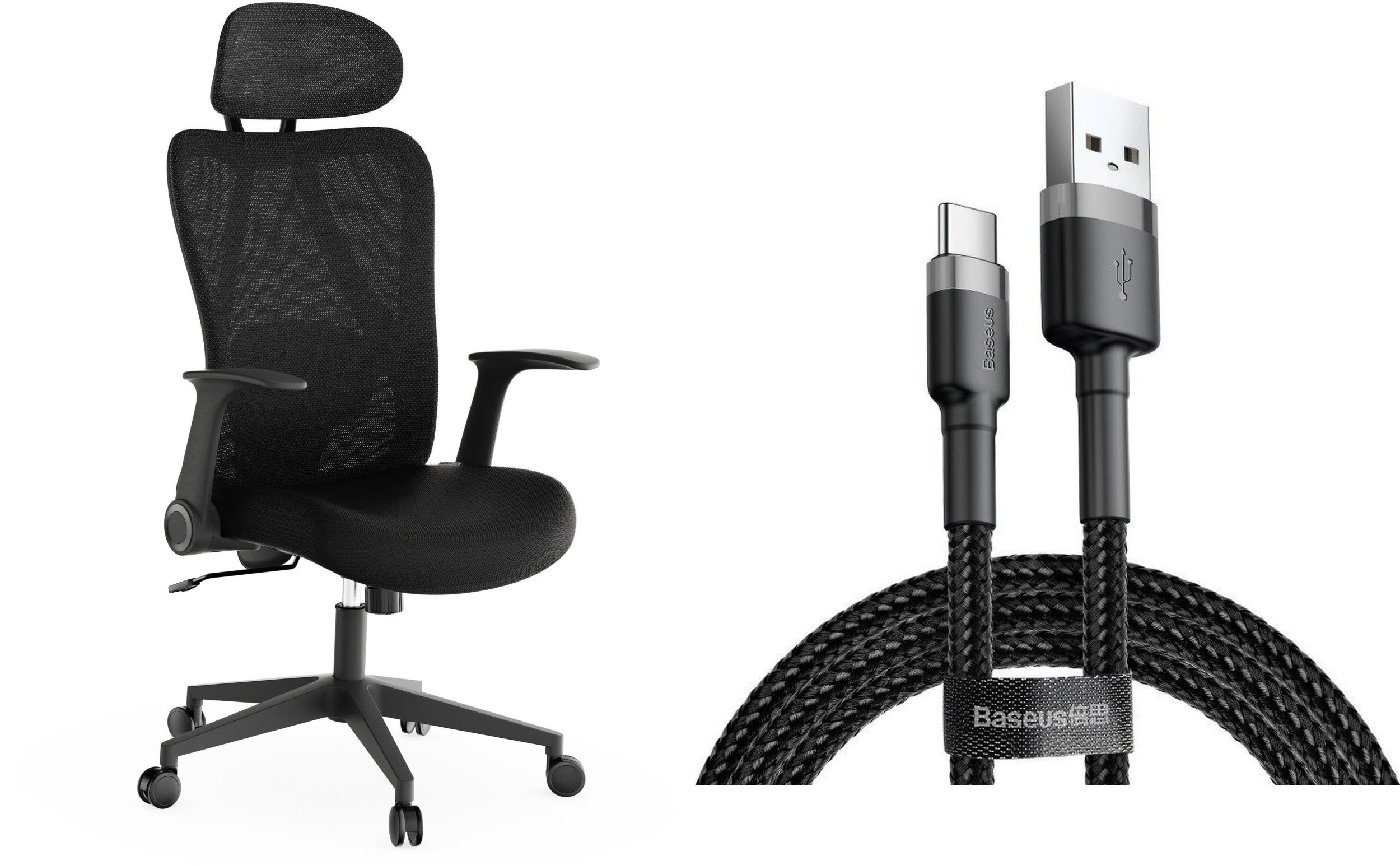 Krzesło biurowe SENSE7 Noxo Czarne + kabel usb