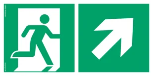 AE096 KIERUNEK DO WYJŚCIA EWAKUACYJNEGO W GÓRĘ W PRAWO, PS - PŁYTA PCV 1MM FOTOLUMINESCENCYJNA; (200X100MM) - Systemy ekspozycyjne i znaki informacyjne - miniaturka - grafika 1